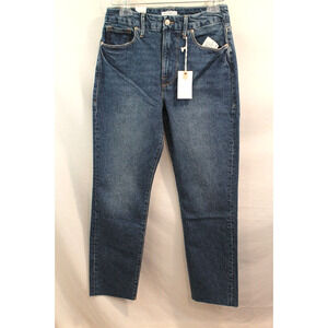 Good American Jeans Good Classic Womens size 6 Blue High Rise Cropped Raw Hem
